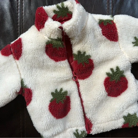 Zara | Jackets & Coats | Zara Strawberry Fleece Jacket